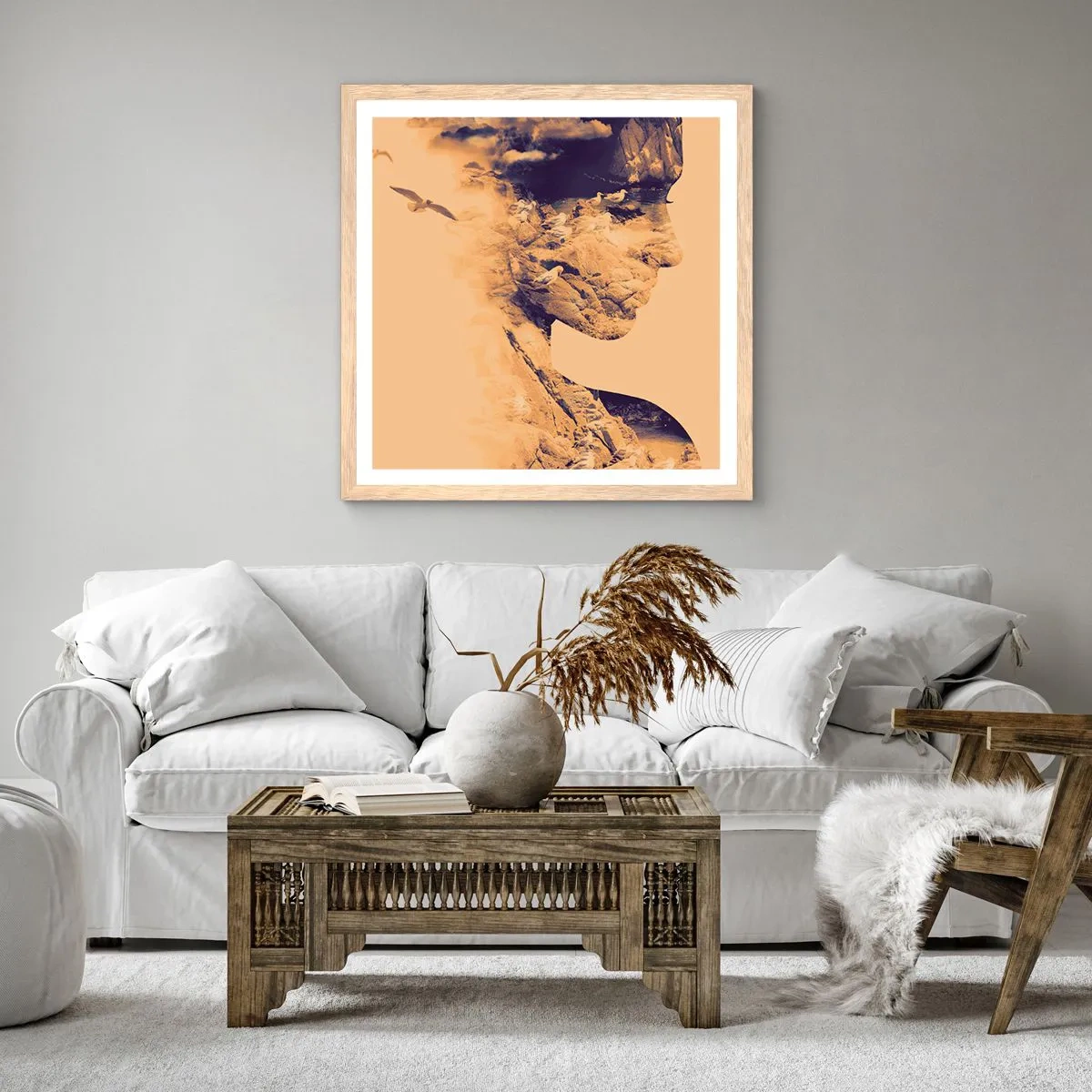 Póster en marco roble claro - Hermosa por naturaleza - 60x60 cm