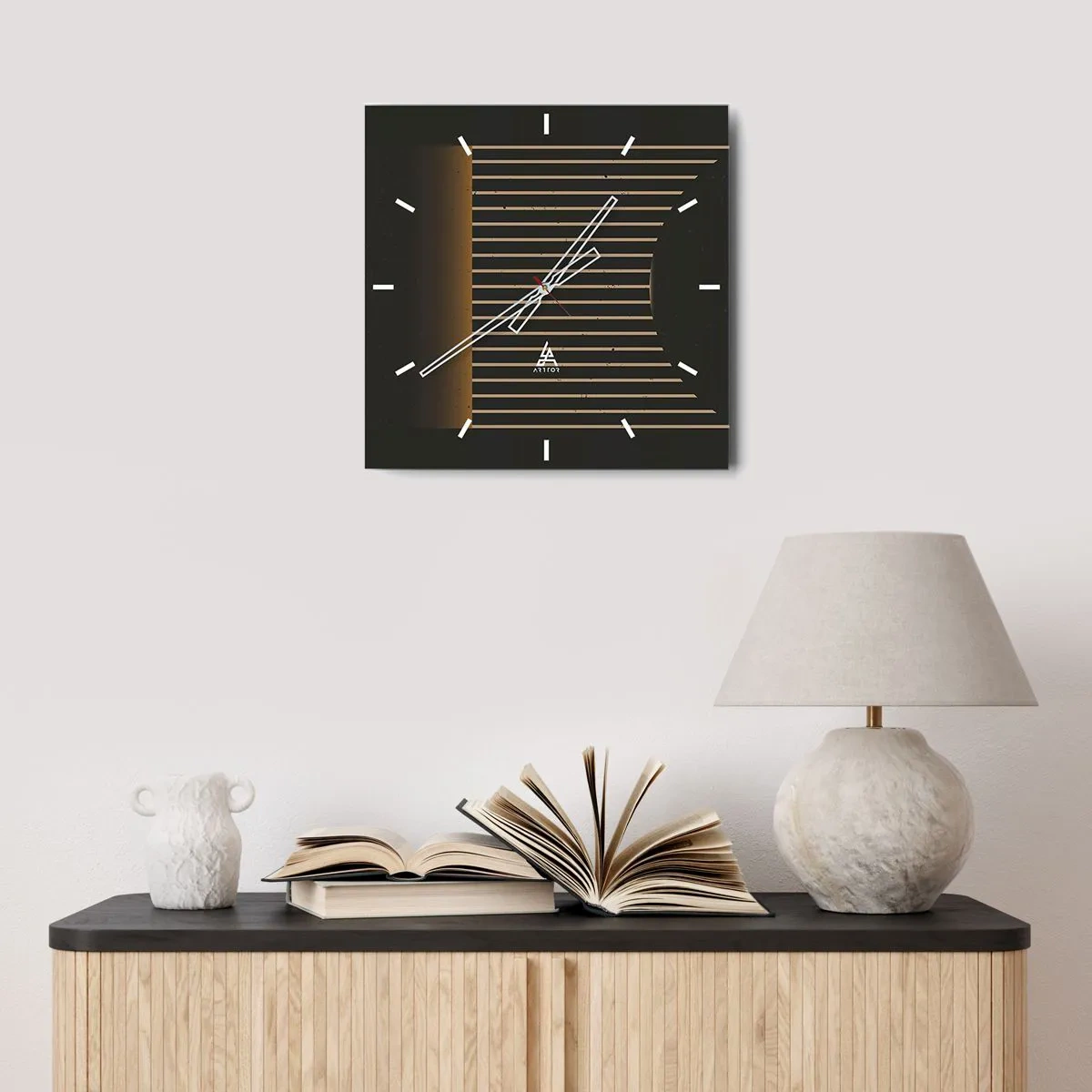 Reloj de pared - Reloj de vidrio - Explorar la oscuridad - 30x30 cm