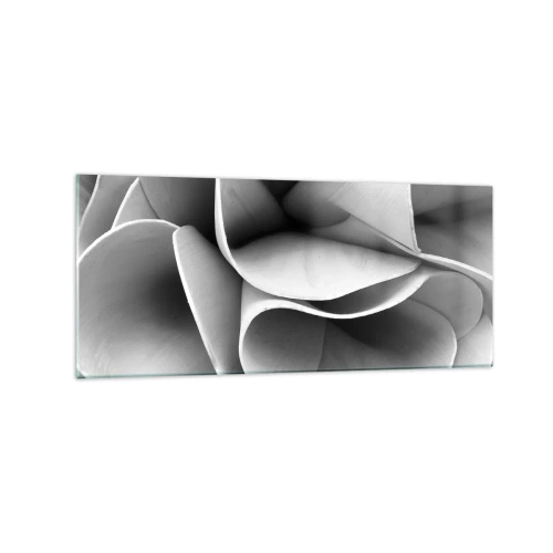 Cuadro sobre vidrio - Impresiones sobre Vidrio - Detalles en blanco y negro de formas abstractas. - 120x50cm - Sucede en el espacio - Decoración de pared moderna para salón y dormitorio ARTTOR