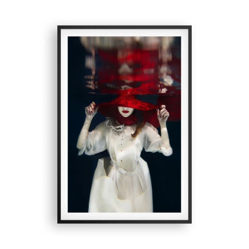 Póster en marco negro - Blanco y rojo - 61x91 cm