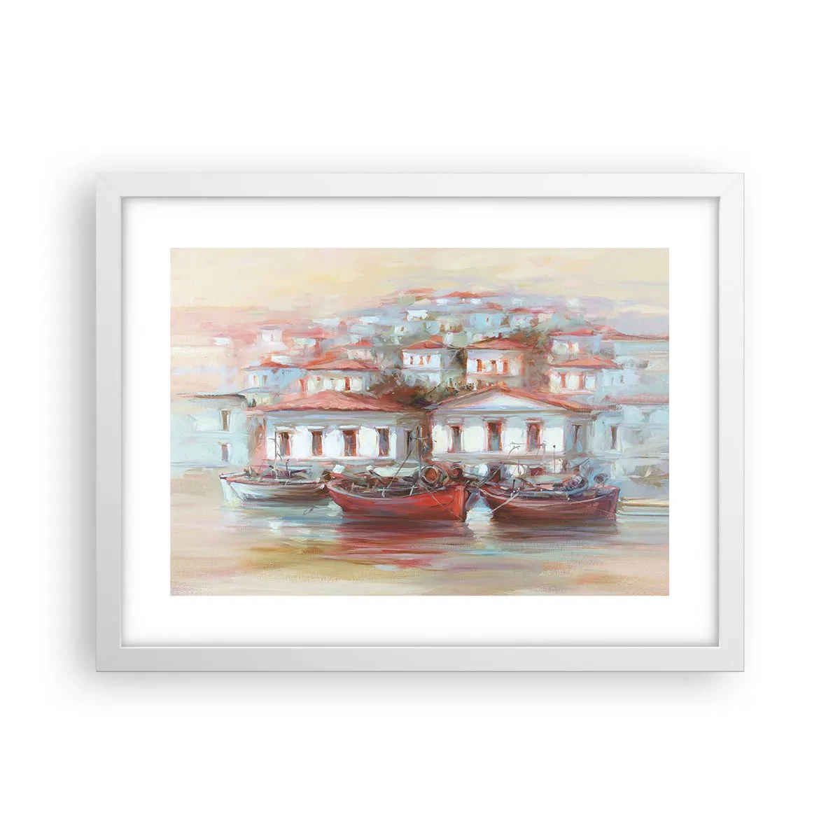 Póster en marco blanco - Ciudad feliz - 40x30 cm