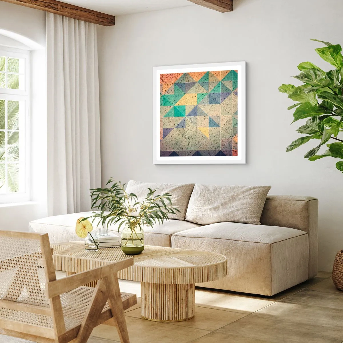 Póster en marco blanco - República de los triángulos - 50x50 cm