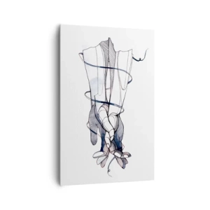 Cuadro sobre lienzo - Impresión de Imagen - Un dibujo sutil de una mano con una delicada flor. - 80x120cm - Un estudio sobre el contacto - Decoración de pared moderna para salón y dormitorio ARTTOR