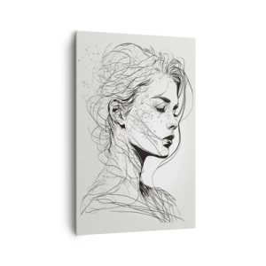 Cuadro sobre lienzo - Impresión de Imagen - Un delicado retrato de una mujer en un estilo gráfico minimalista. - 80x120cm - Retrato de ensueño - Decoración de pared moderna para salón y dormitorio ARTTOR