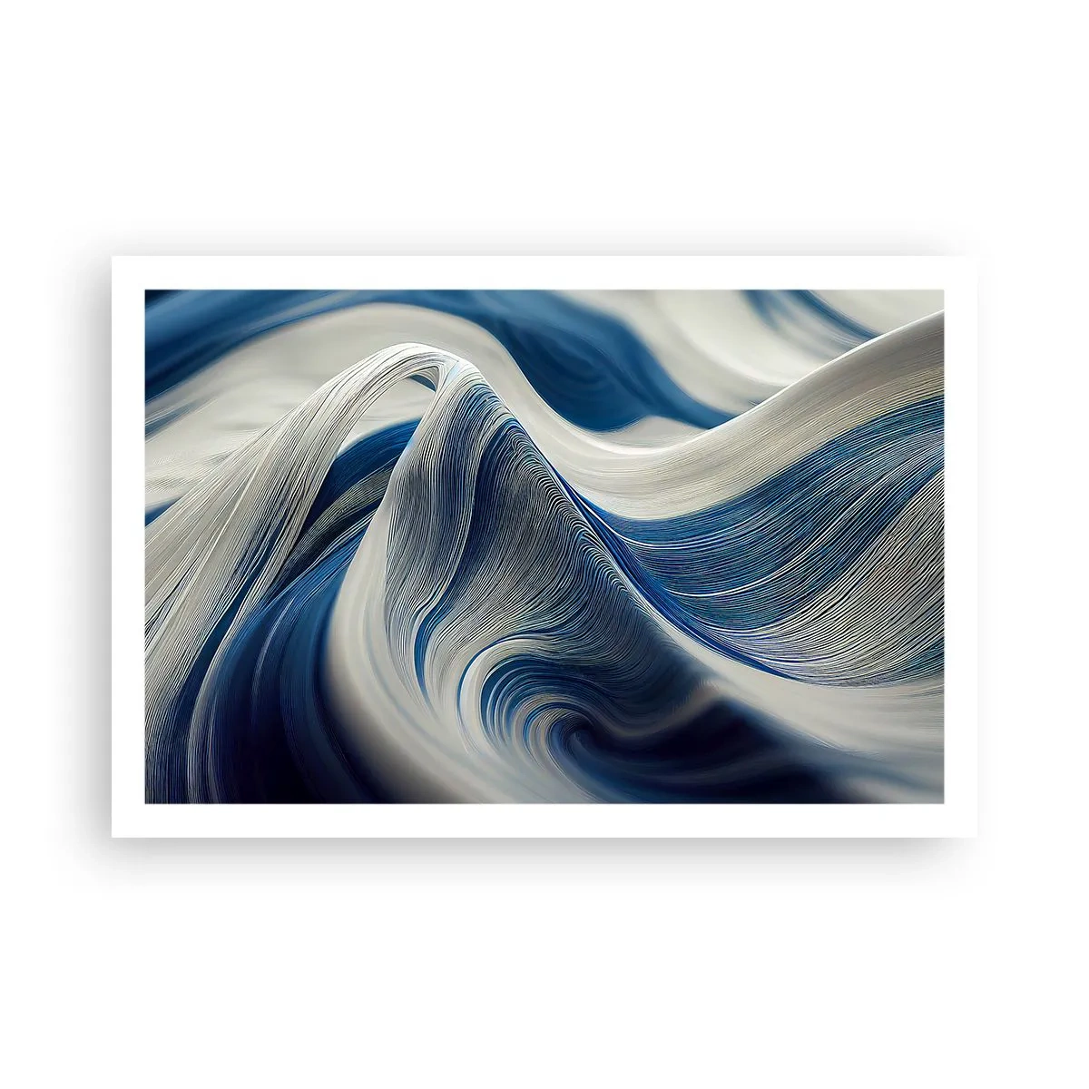 Póster - Fluidez de azul y blanco - 91x61 cm