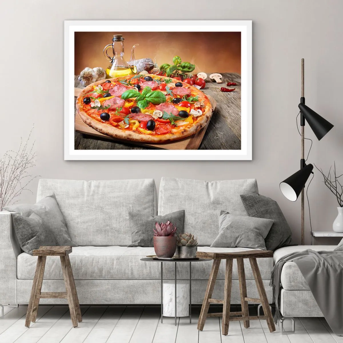 Póster en marco blanco - Con un verdadero sabor italiano - 100x70 cm