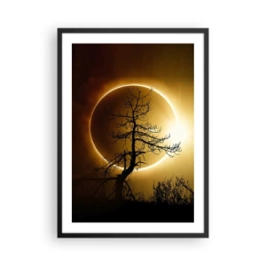 Póster en marco negro - Una puesta de sol fenomenal con un árbol en primer plano. - 50x70cm - Eclipse total - Decoración de pared moderna para salón y dormitorio ARTTOR
