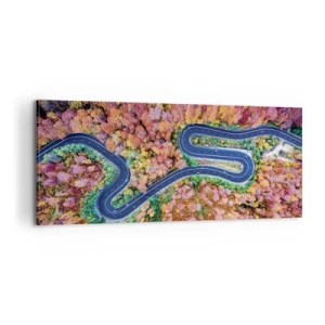 Cuadro sobre lienzo - Impresión de Imagen - Un camino sinuoso a través del bosque - 100x40 cm