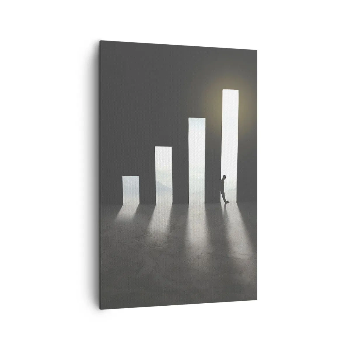 Cuadro sobre lienzo - Impresión de Imagen - Crecimiento simbólico en forma de pasajes iluminados por la luz. - 80x120cm - El camino del éxito - Decoración de pared moderna para salón y dormitorio ARTTOR