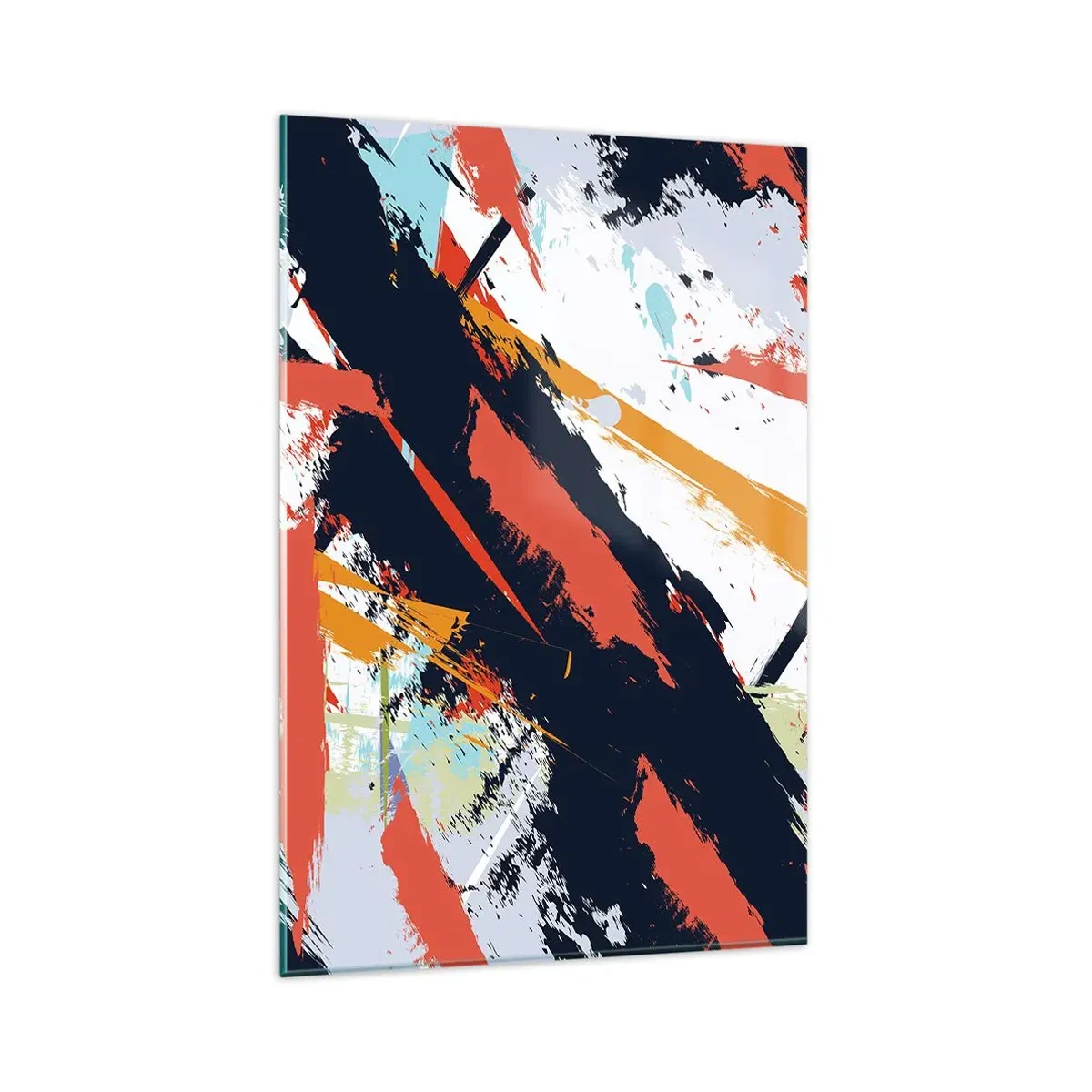 Cuadro sobre vidrio - Impresiones sobre Vidrio - Pinceladas abstractas en colores vibrantes - 80x120cm - Composición dinámica - Decoración de pared moderna para salón y dormitorio ARTTOR