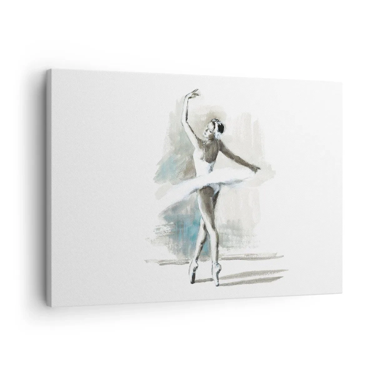 Cuadro sobre lienzo - Impresión de Imagen - Una bailarina de ballet en pose de ballet sobre un fondo de delicados tonos de acuarela. - 70x50cm - Encantada por un cisne - Decoración de pared moderna para salón y dormitorio ARTTOR