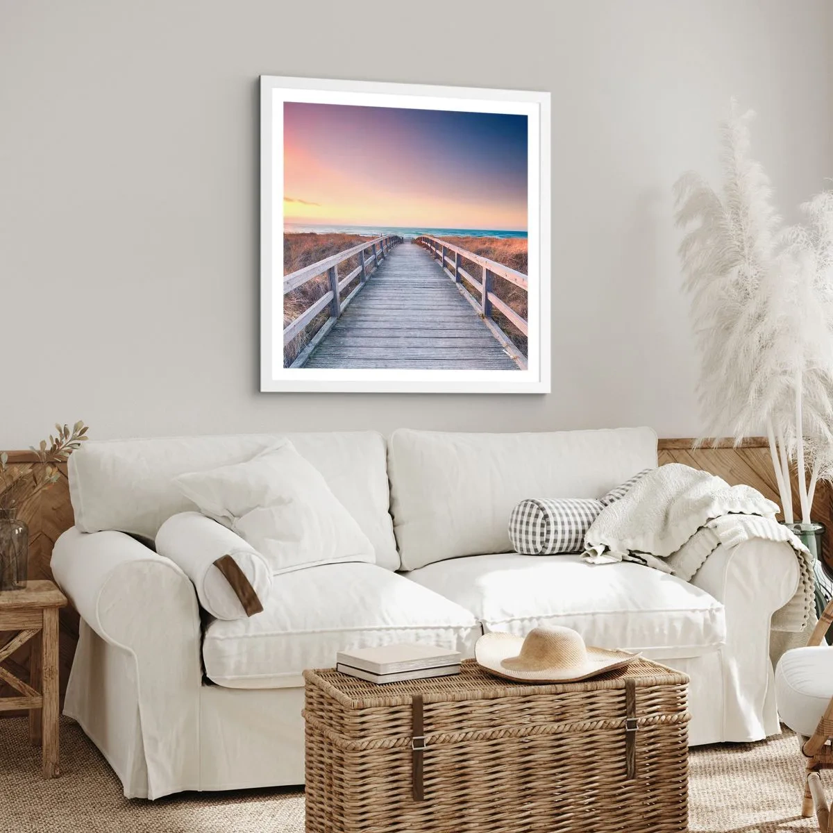 Póster en marco blanco - Aurora vespertina del Báltico - 60x60 cm