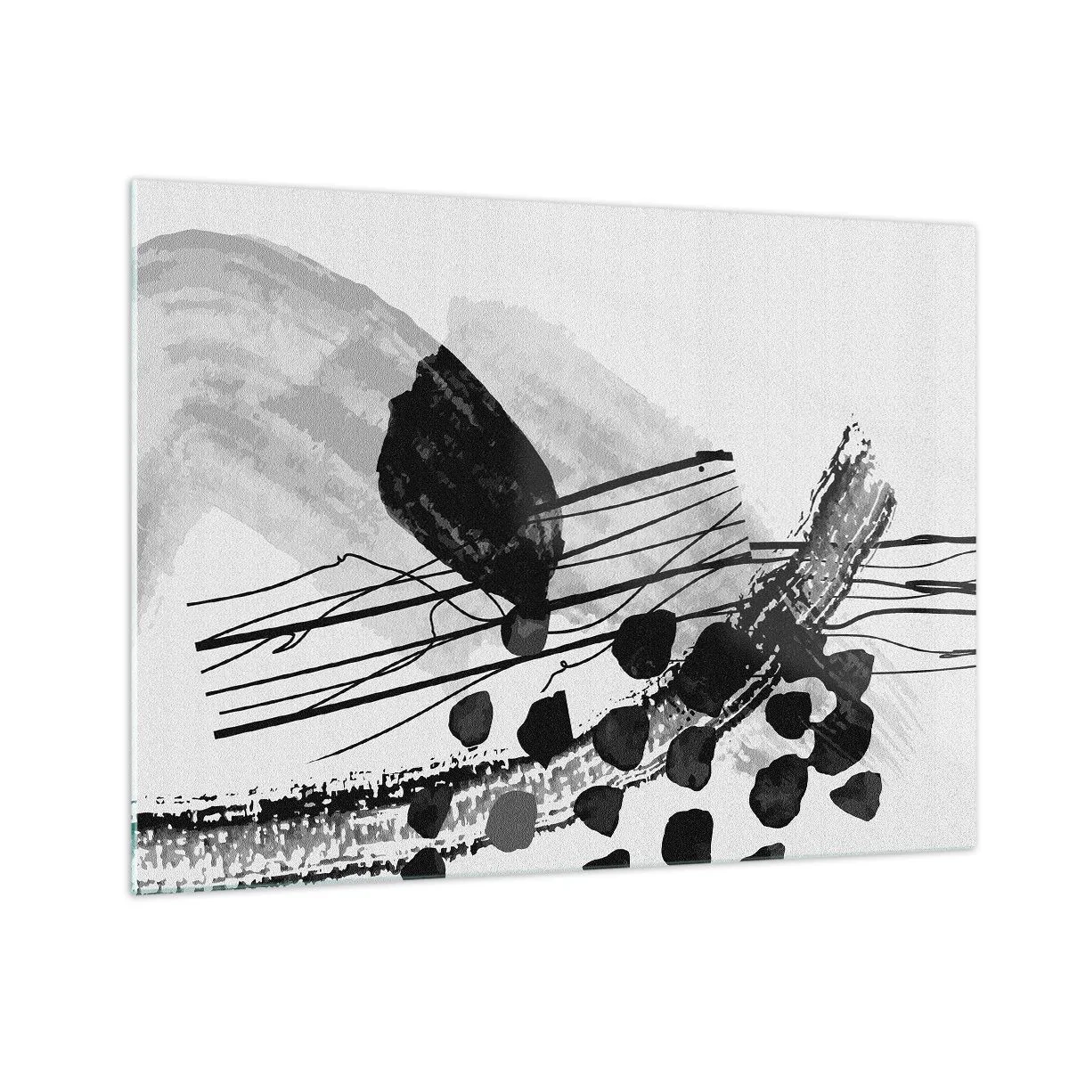 Cuadro sobre vidrio - Impresiones sobre Vidrio - Abstracción orgánica en blanco y negro - 70x50 cm