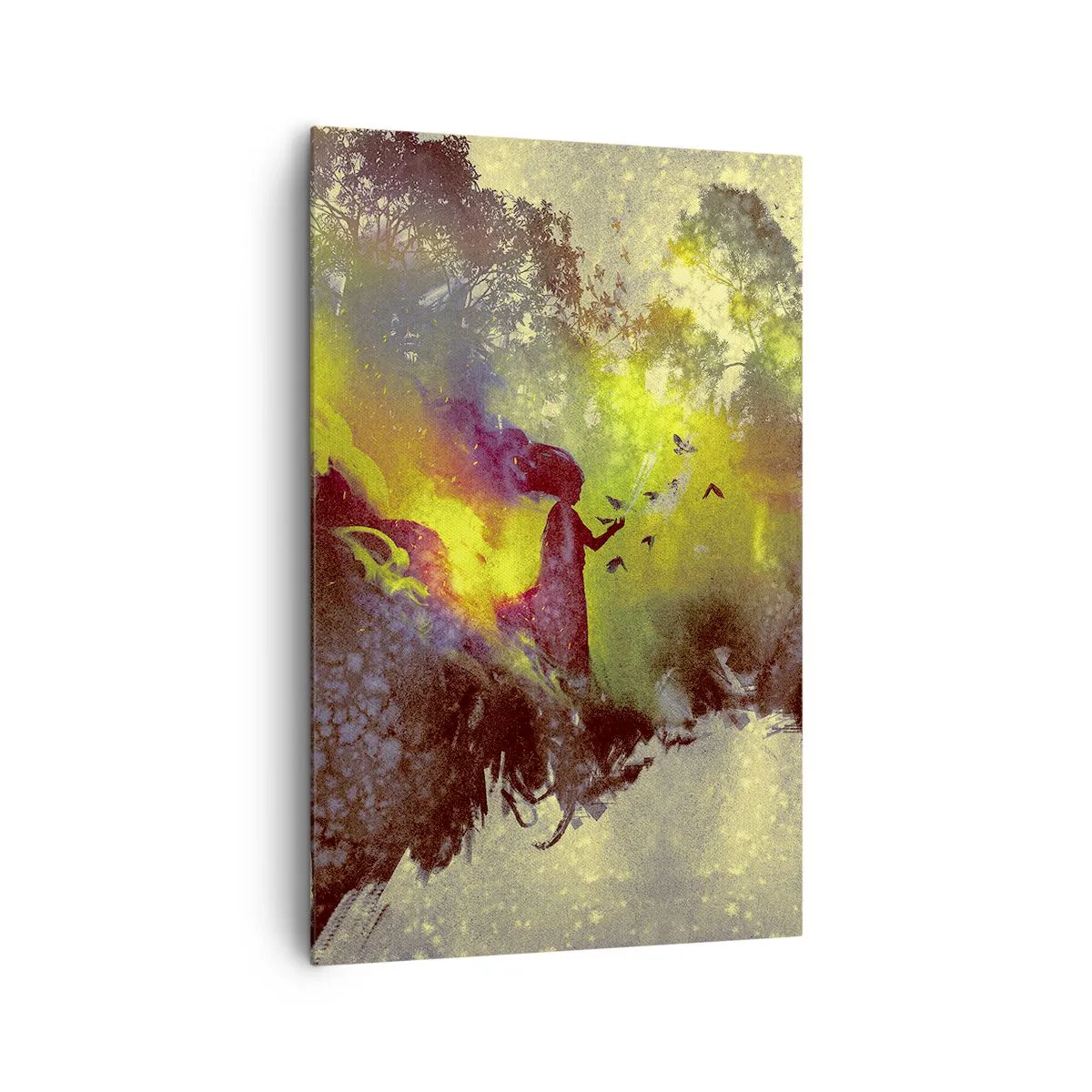 Cuadro sobre lienzo - Impresión de Imagen - Silueta artística de una mujer con la naturaleza al fondo. - 80x120cm - La madre naturaleza - Decoración de pared moderna para salón y dormitorio ARTTOR