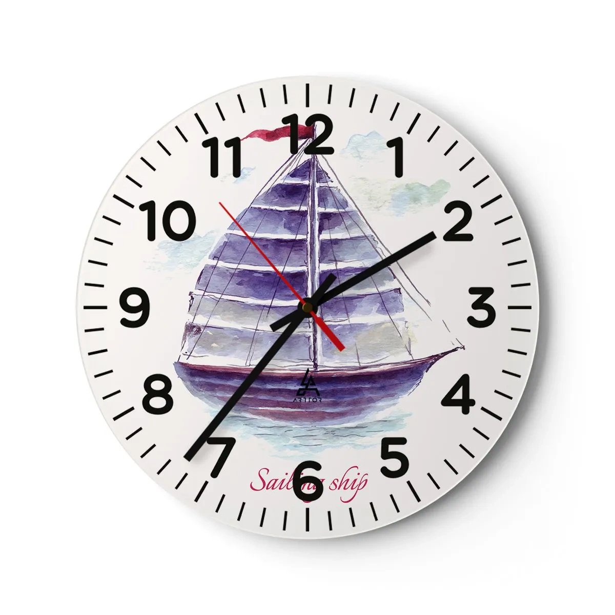 Reloj de pared - Reloj de vidrio - Velas izadas y aguas tranquilas - 40x40 cm