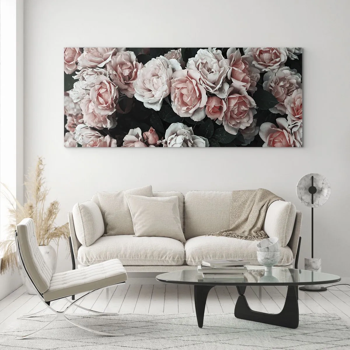 Cuadro sobre vidrio - Impresiones sobre Vidrio - Conjunto de rosas - 100x40 cm