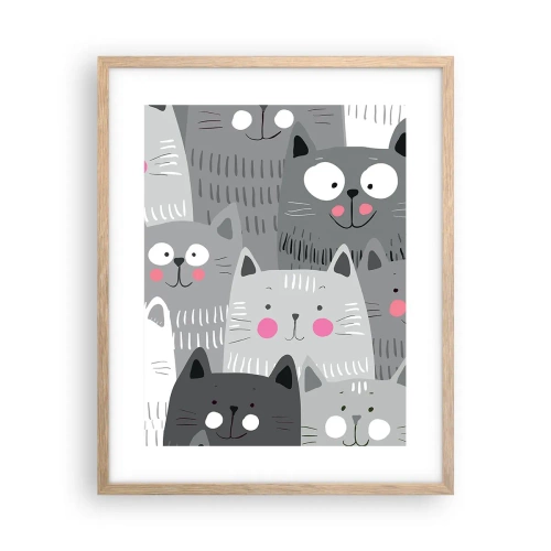 Póster en marco roble claro - El mundo de los gatos - 40x50 cm
