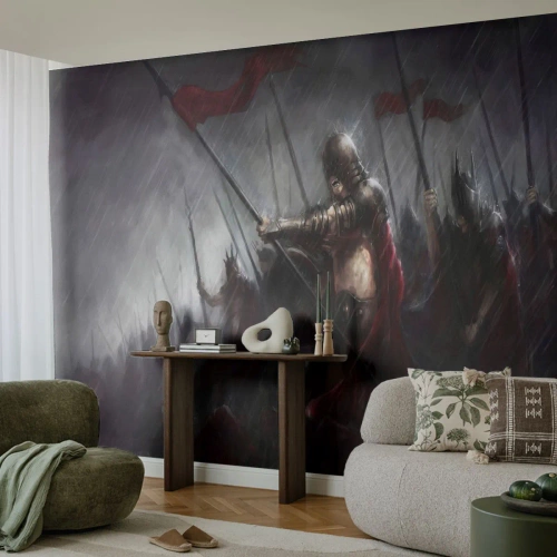Fotomural Standard Eco - Unidos somos más fuertes - Caballero con armadura, Ejército, Abstracción - 400x280 cm