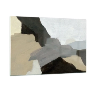 Cuadro sobre vidrio - Impresiones sobre Vidrio - Una composición abstracta moderna en tonos grises. - 120x80cm - Abstracción: partes del gris - Decoración de pared moderna para salón y dormitorio ARTTOR