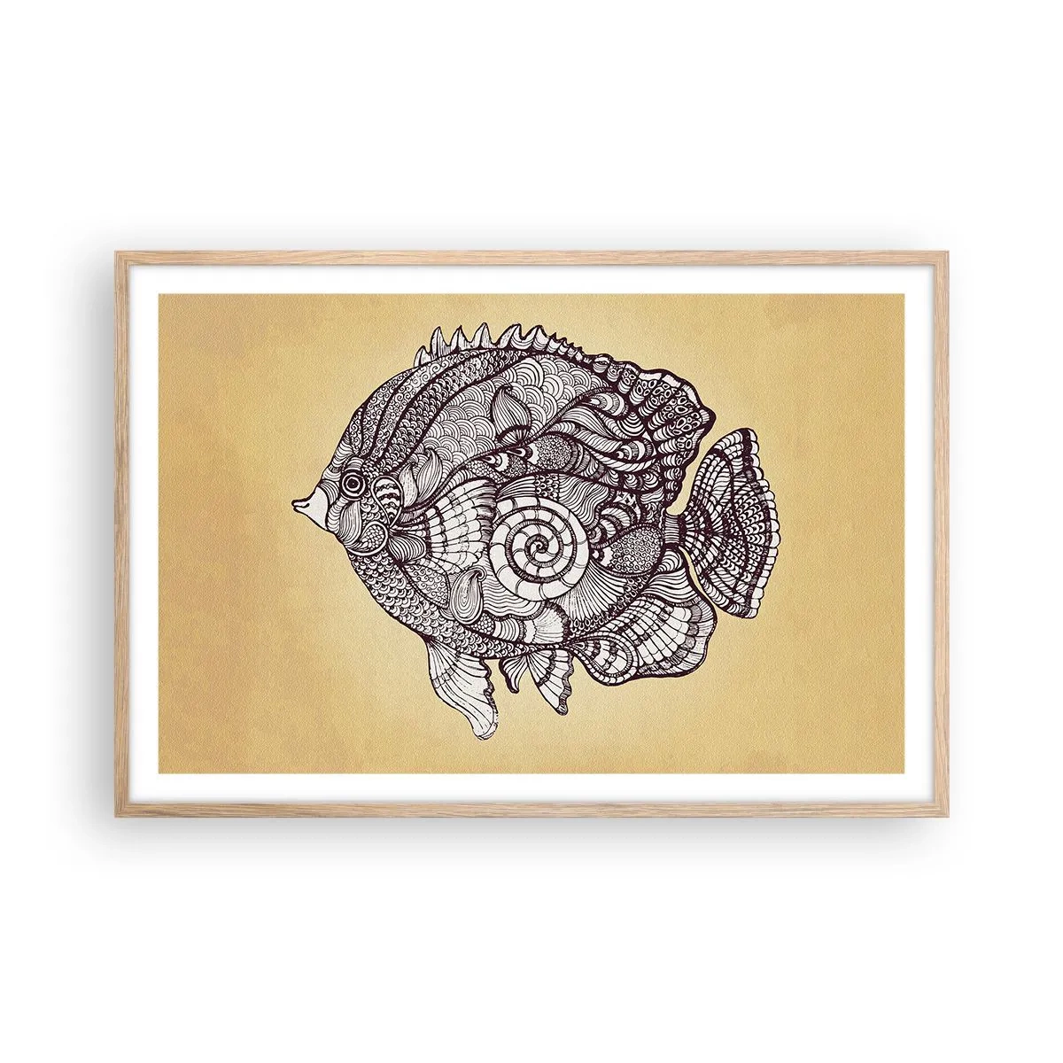 Póster en marco roble claro - De un océano de ornamentos - 91x61 cm