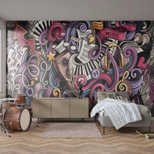 Fotomural Premium Canvas - Una melodía complicada - Música, Mural, Pintada - 250x175 cm
