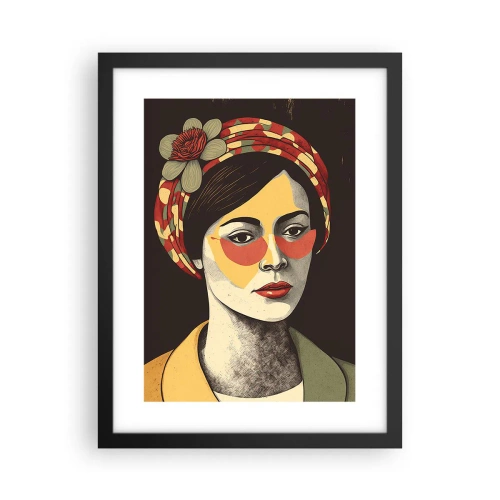 Póster en marco negro - Dama de sombra y color - 30x40 cm