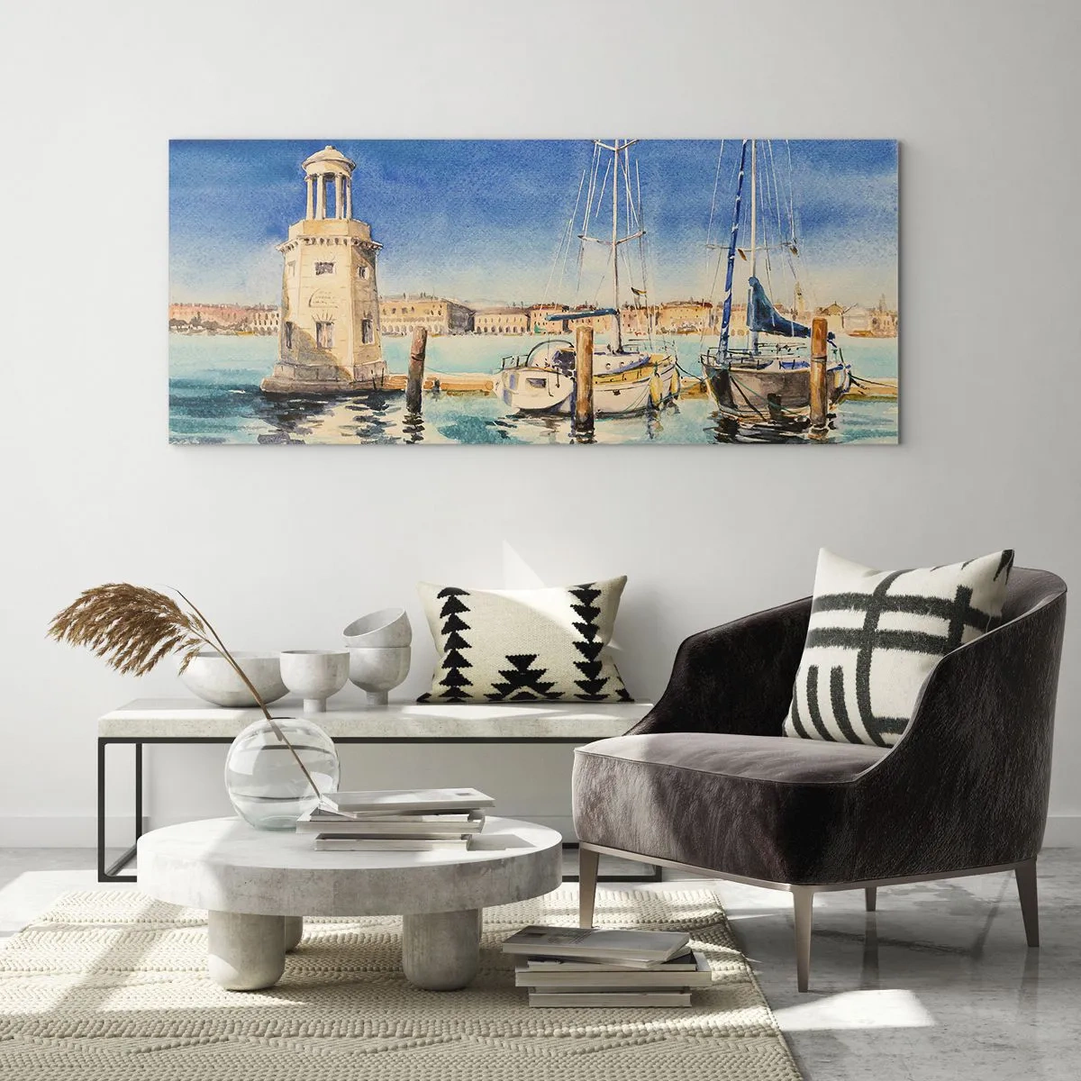 Cuadro sobre vidrio - Impresiones sobre Vidrio - Laguna soleada - 100x40 cm