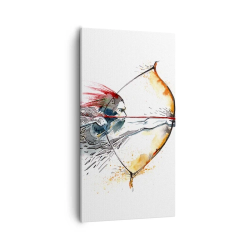 Cuadro sobre lienzo - Impresión de Imagen - Guerrero mítico con arco de fuego - 55x100 cm