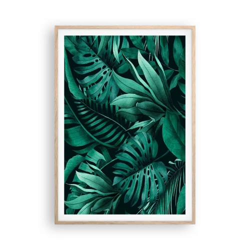 Póster en marco roble claro - Profundidad del verde tropical - 70x100 cm