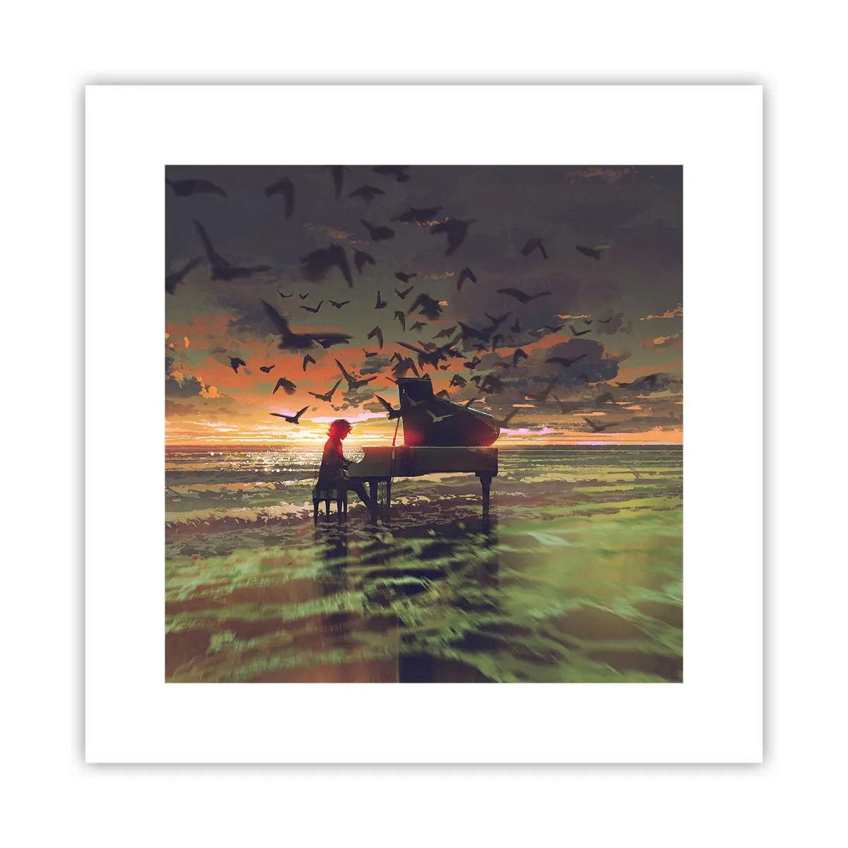 Póster - Concierto de piano y olas - 30x30 cm