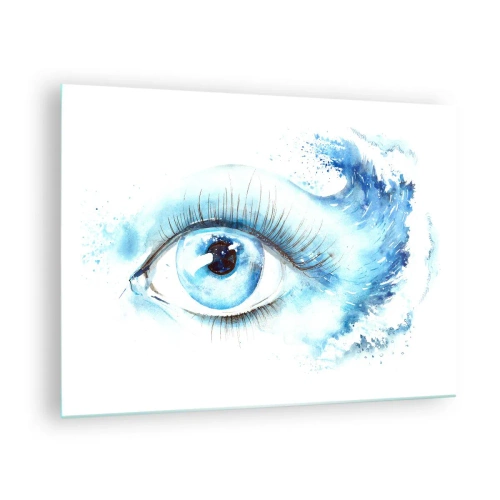 Cuadro sobre vidrio - Impresiones sobre Vidrio - Ojo azul en acuarela artística - 70x50cm - Sumérgete en el azul de tu mirada - Decoración de pared moderna para salón y dormitorio ARTTOR