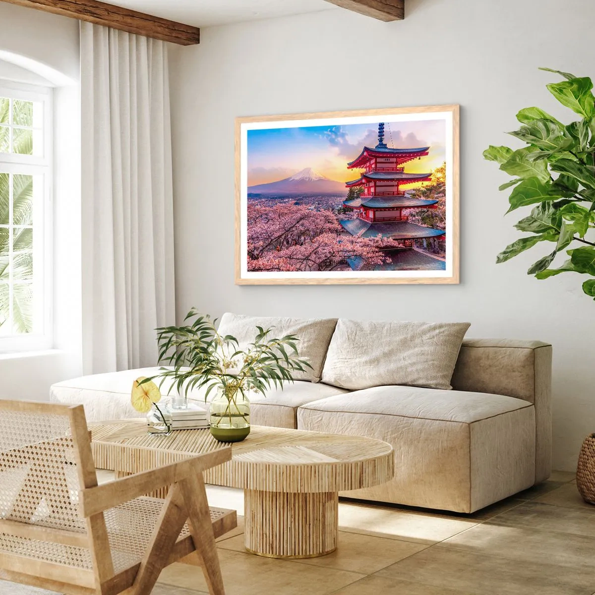 Póster en marco roble claro - La esencia del espíritu japonés - 70x50 cm