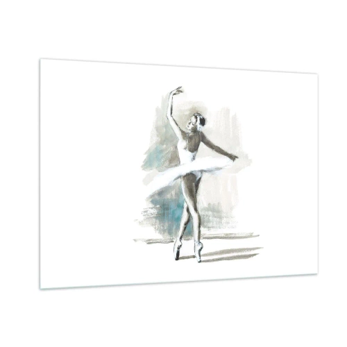 Cuadro sobre vidrio - Impresiones sobre Vidrio - Una bailarina en una pose de danza clásica. - 100x70cm - Encantada por un cisne - Decoración de pared moderna para salón y dormitorio ARTTOR