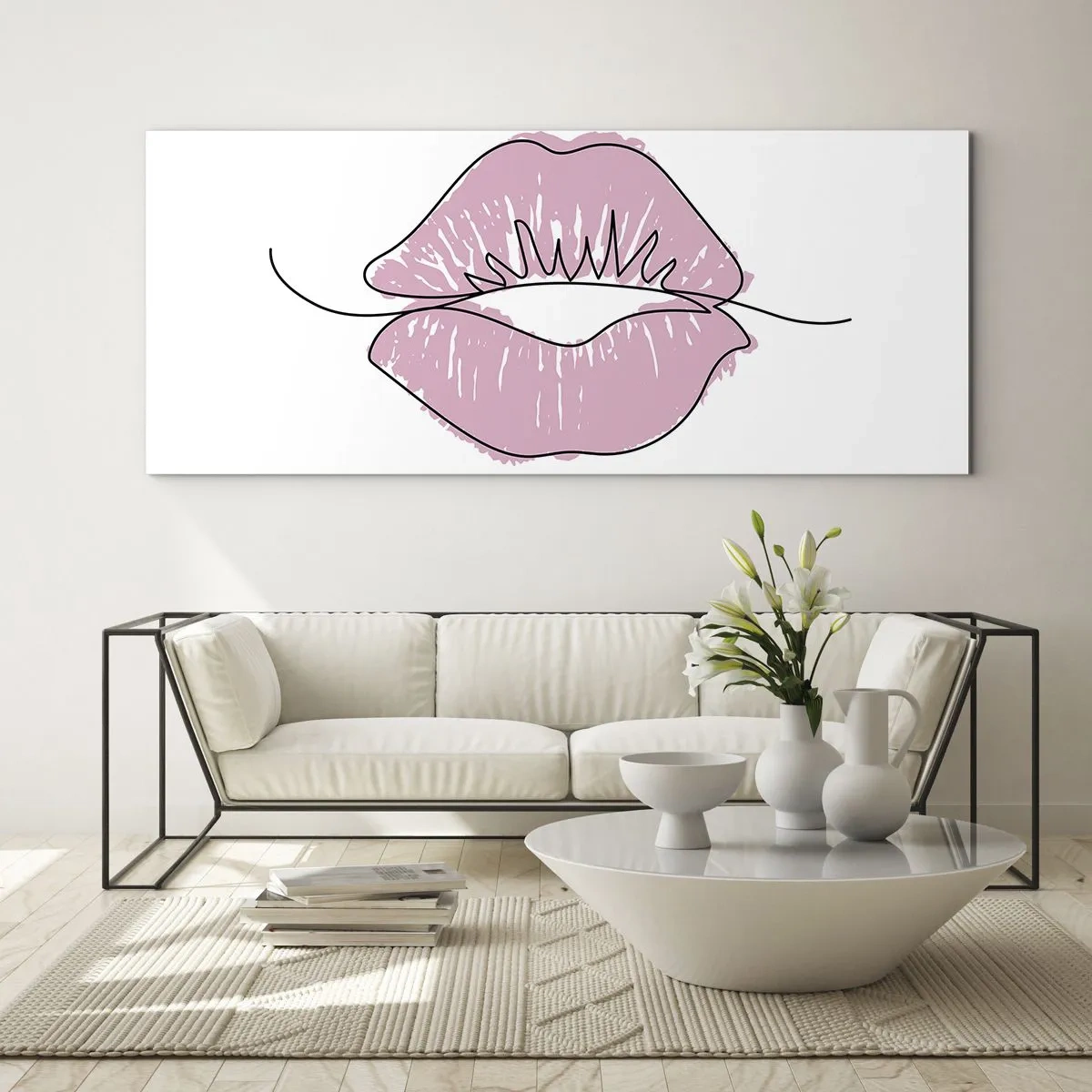 Cuadro sobre vidrio - Impresiones sobre Vidrio - ¿Listo para un beso? - 100x40 cm
