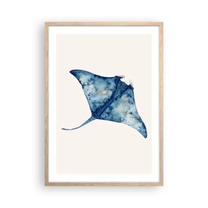 Póster en marco roble claro - La vida en azul - 50x70 cm