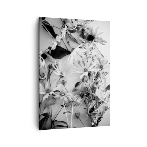 Cuadro sobre lienzo - Impresión de Imagen - Arreglos florales en blanco y negro en un sutil estilo artístico. - 50x70cm - Un no ramo de flores - Decoración de pared moderna para salón y dormitorio ARTTOR