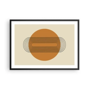 Póster en marco negro - Patrón geométrico con círculos y líneas naranjas. - 70x50cm - El plan perfecto - Decoración de pared moderna para salón y dormitorio ARTTOR