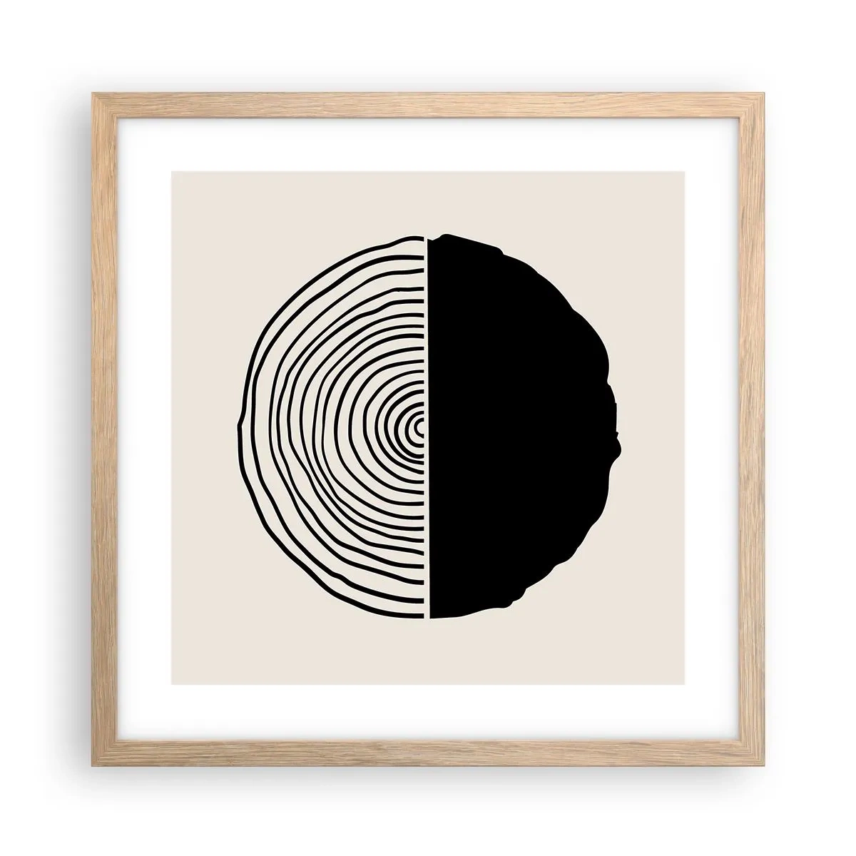Póster en marco roble claro - Mitad y mitad - 40x40 cm