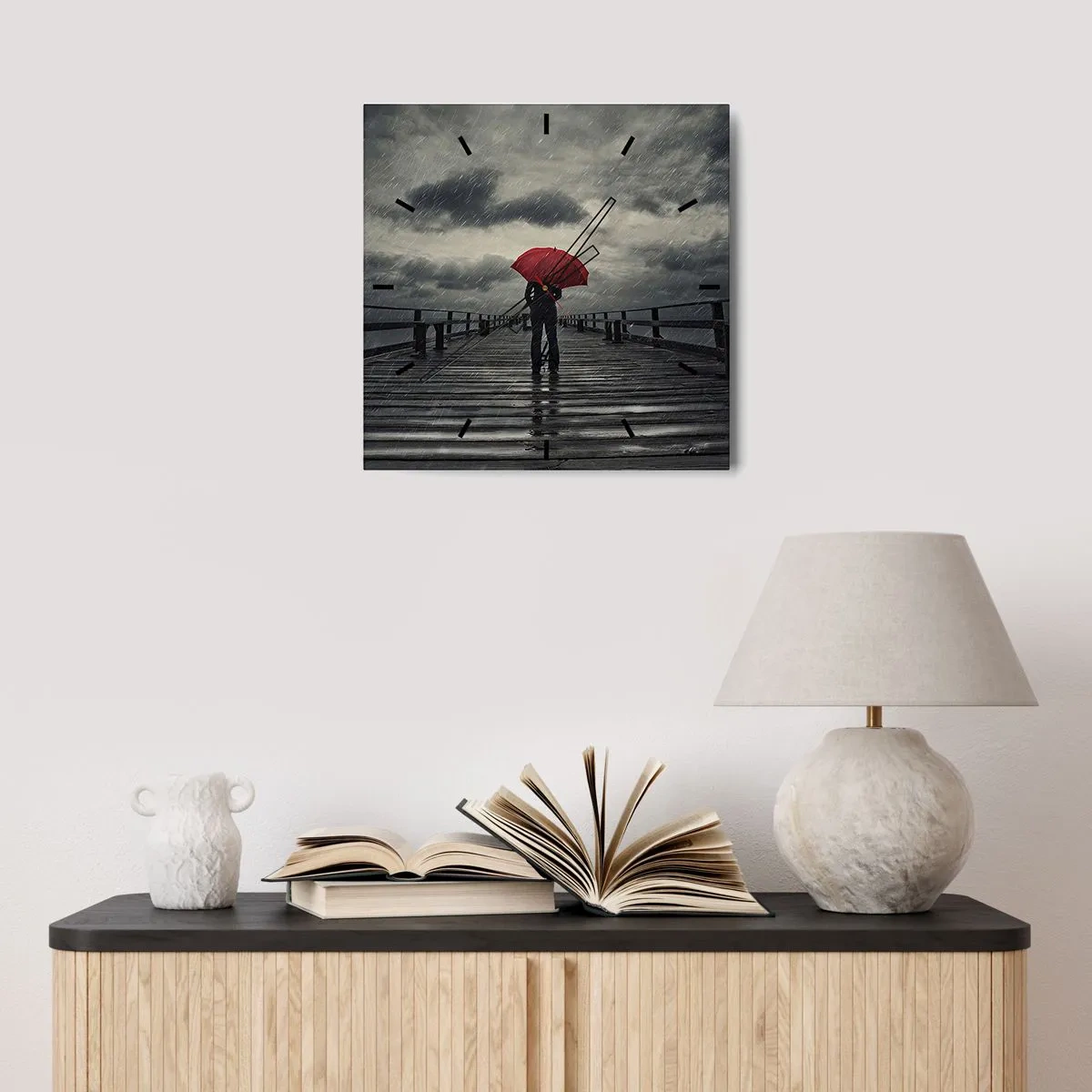 Reloj de pared - Reloj de vidrio - No importa que llueva - 30x30 cm