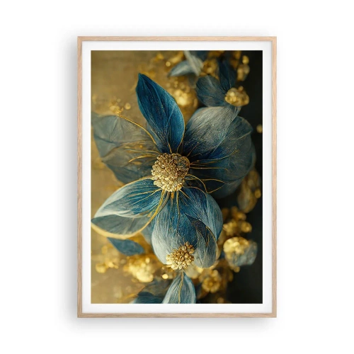 Póster en marco roble claro - Flor de oro - 70x100 cm