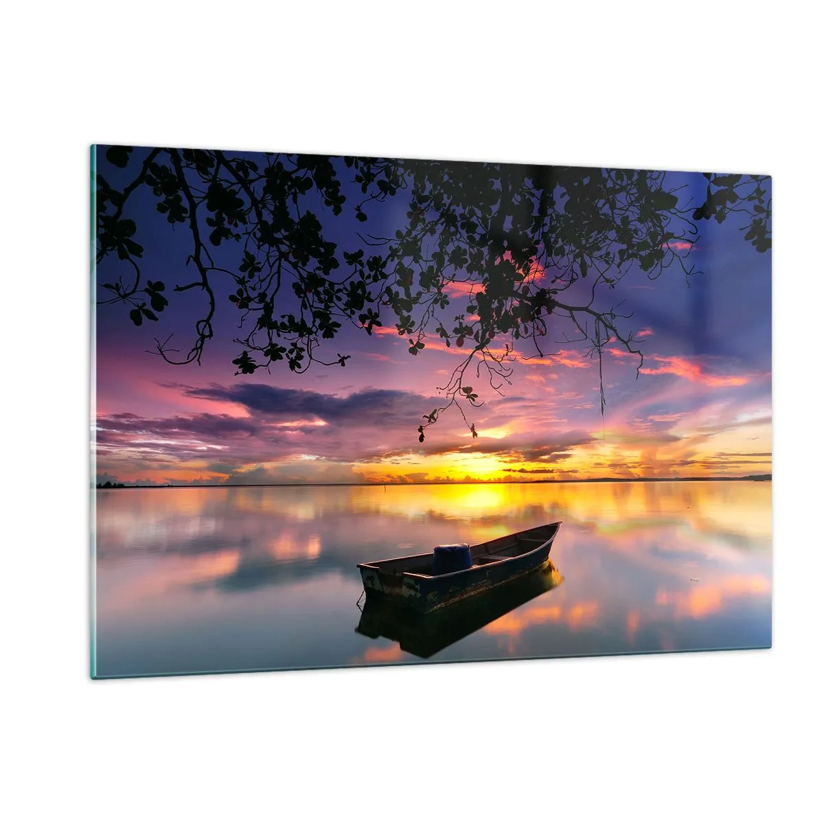 Cuadro sobre vidrio - Impresiones sobre Vidrio - Pareces estar colgado en medio de un círculo celestial… - 120x80cm - Un cielo de ensueño - Decoración de pared moderna para salón y dormitorio ARTTOR