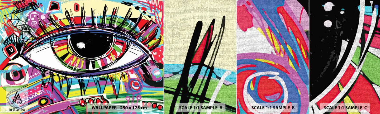 Muestra de fotomural Premium Canvas - Un ojo colorido - un alma colorida - Abstracción, Ojo, Gráficos - 100x30 cm