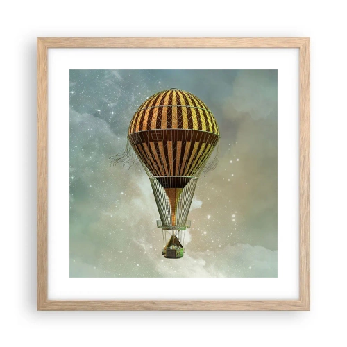 Póster en marco roble claro - Vuelos pioneros - 40x40 cm