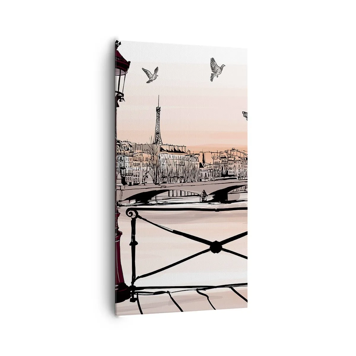 Cuadro sobre lienzo - Impresión de Imagen - Sobre los tejados de París - 65x120 cm