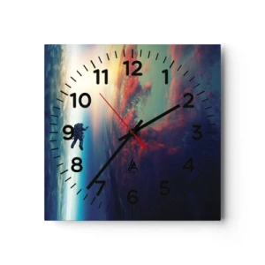 Reloj de pared - Reloj de vidrio - Enfrentarse al universo - 30x30 cm