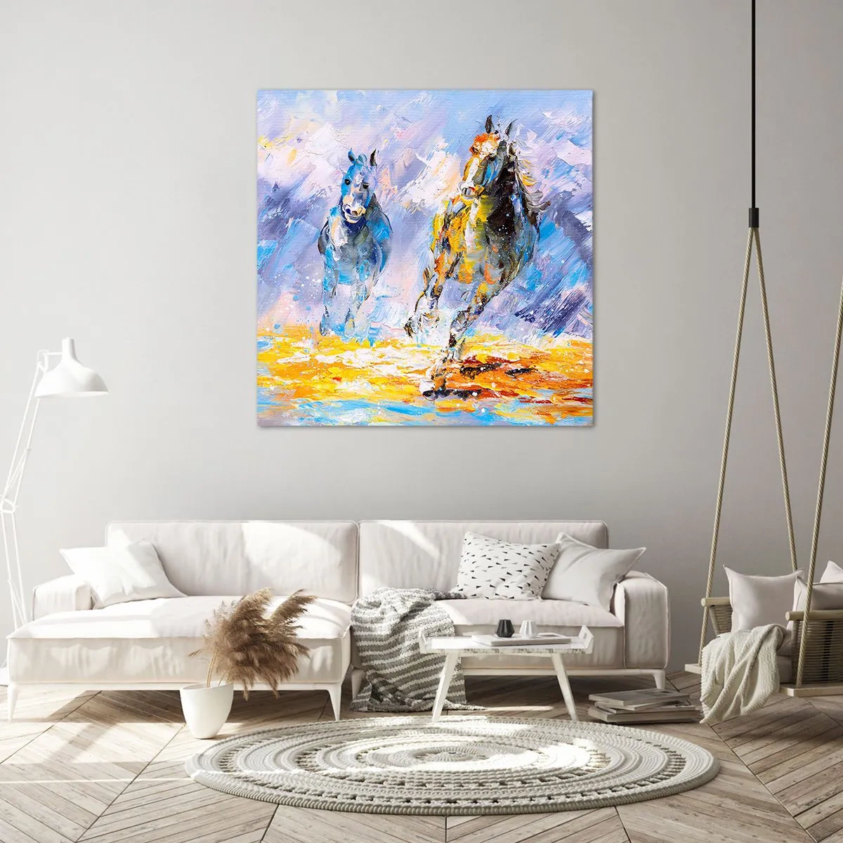 Cuadro sobre lienzo - Impresión de Imagen - Galopando a través del resplandor - 30x30 cm