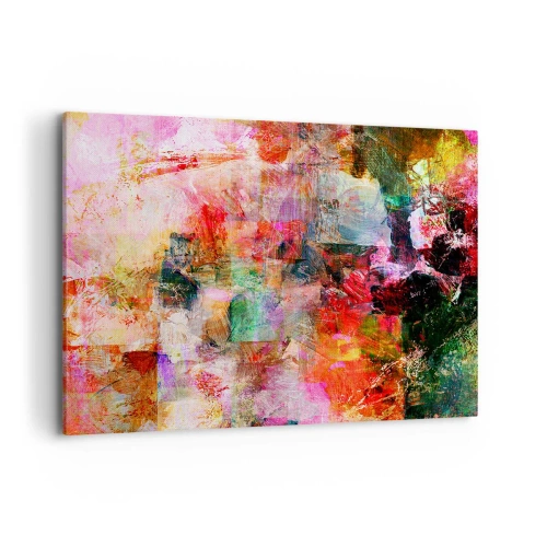 Cuadro sobre lienzo - Impresión de Imagen - Una composición abstracta con tonos dominantes de rosa y rojo. - 100x70cm - Un viaje a través del rosa - Decoración de pared moderna para salón y dormitorio ARTTOR