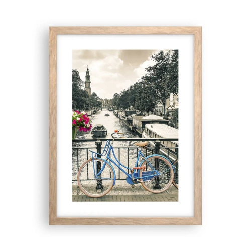 Póster en marco roble claro - Los colores de una calle de Ámsterdam - 30x40 cm