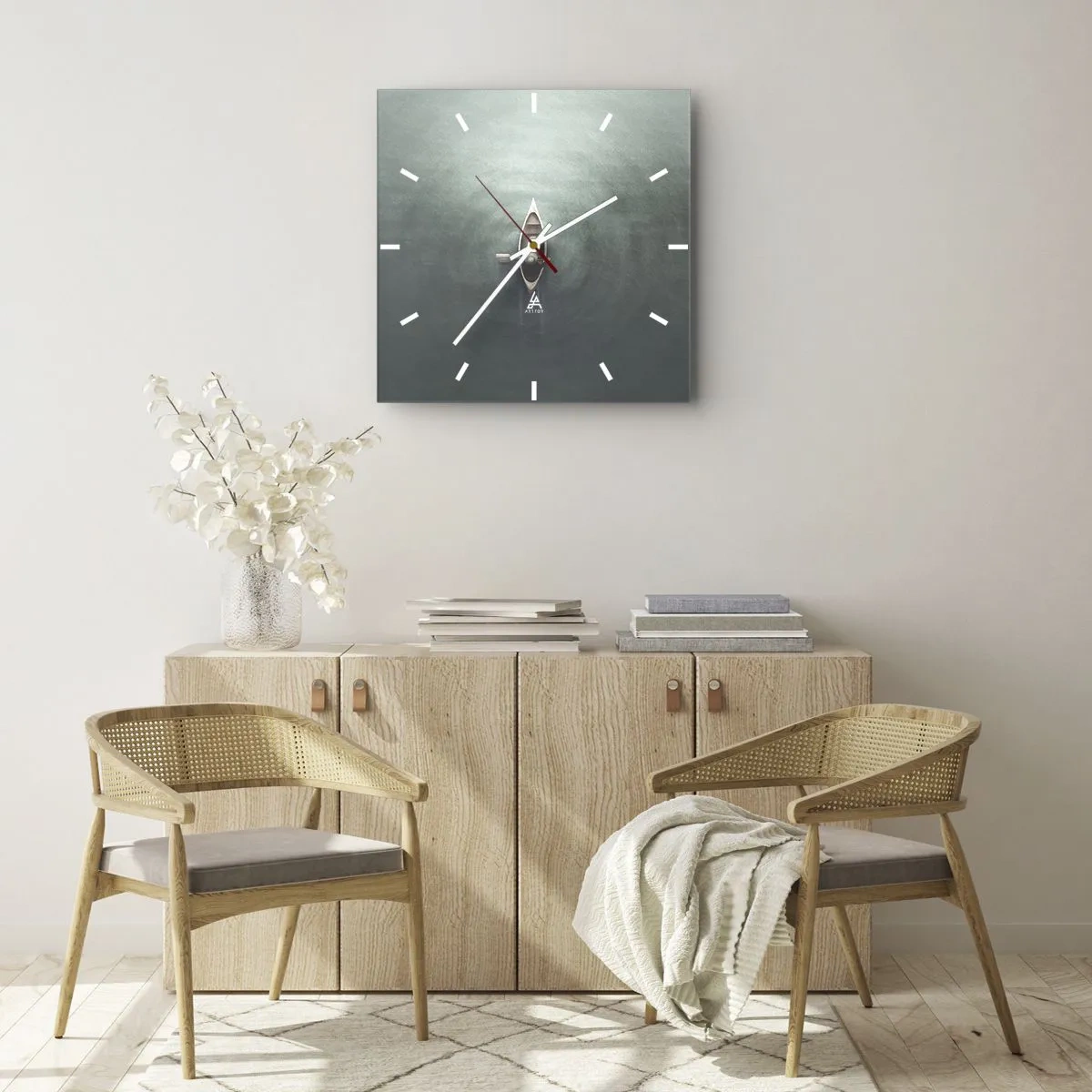 Reloj de pared - Reloj de vidrio - A través de un lago iluminado por la luna - 40x40 cm