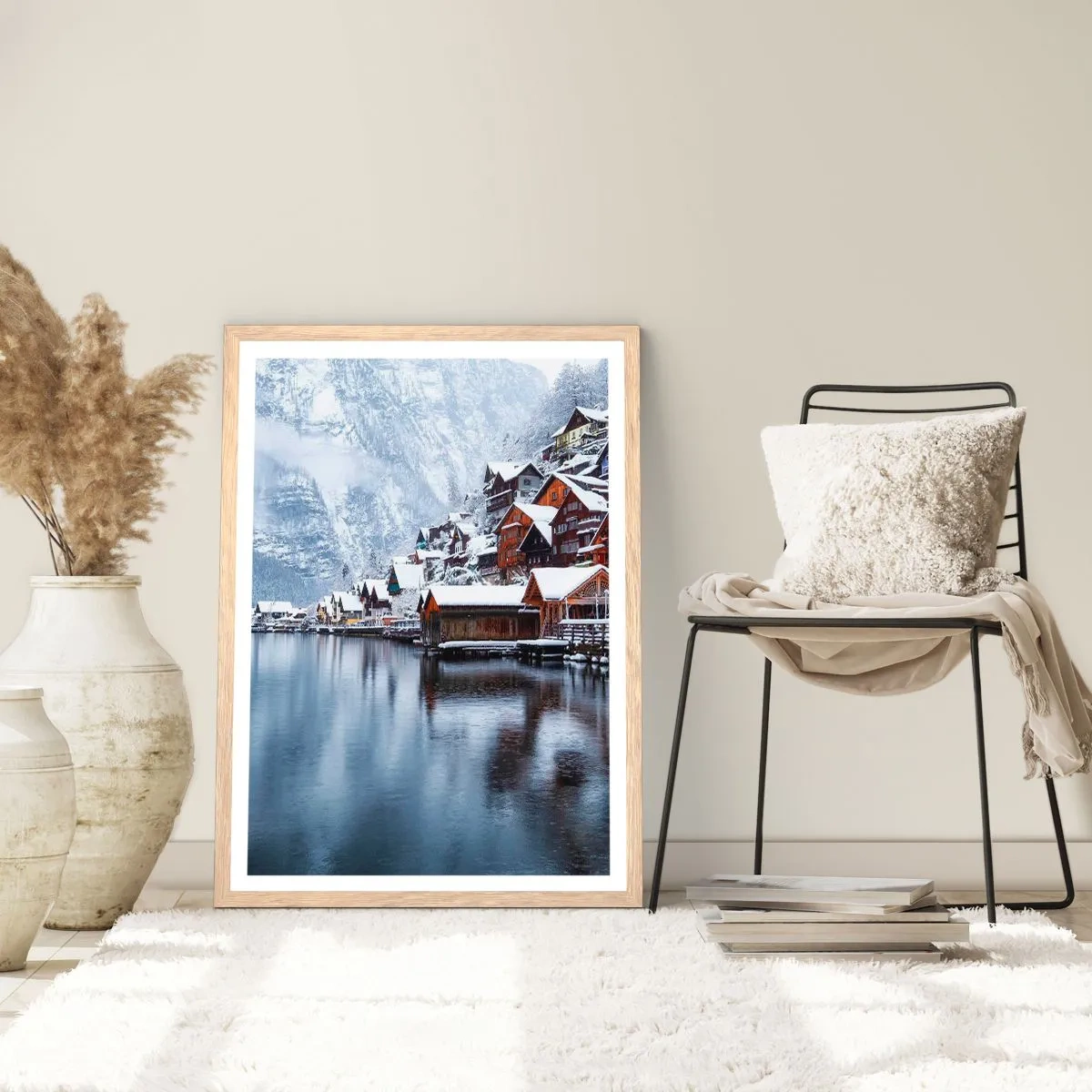 Póster en marco roble claro - En un decorado de invierno - 40x50 cm